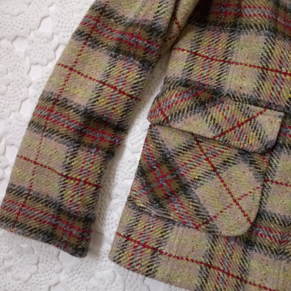 Artifacts Collection Wool Jacket Coat Plaid Tan S… - image 2